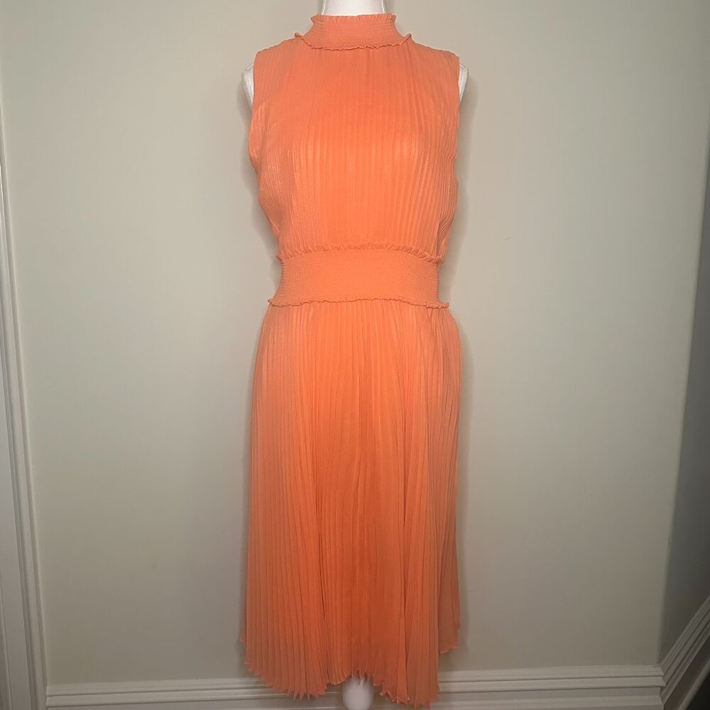 Nanette Lepore Pleated Coral Midi Dress – Size 12